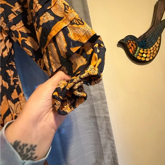 Ulla Johnson Navy and Orange Long Sleeve Dress Size 0 - Picture 5 of 8